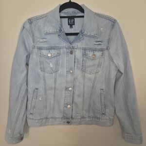 GAP Distressed Light Blue Jean Jacket